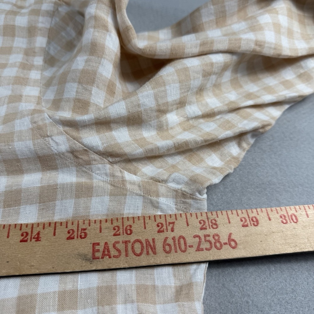 Brooks Brothers Mens XXL Tan White Gingham Linen Shirt Regent Fit Button Down - Picture 6 of 9